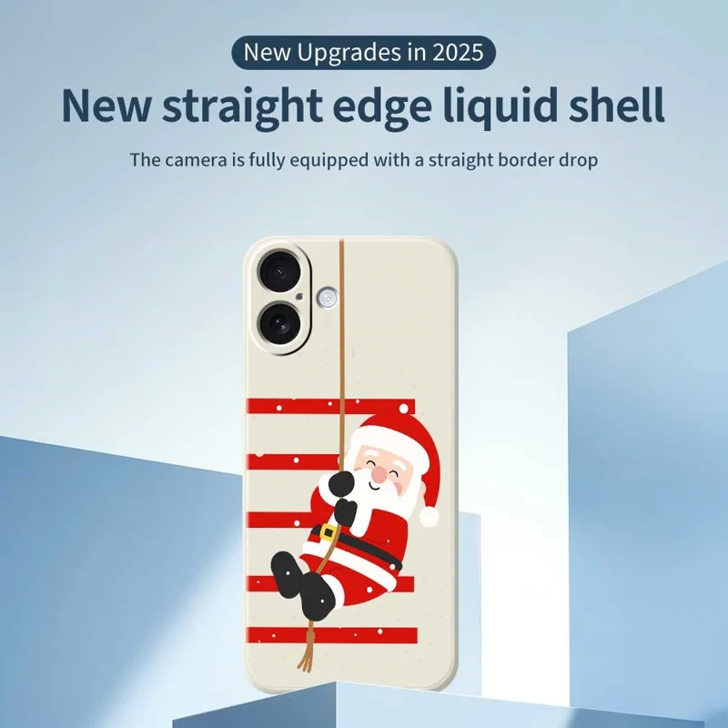 For iPhone 17 Case Santa Claus Pattern Printing Straight Edge TPU Phone Back Cover - Beige