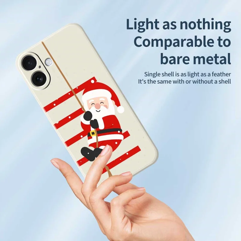 For iPhone 17 Case Santa Claus Pattern Printing Straight Edge TPU Phone Back Cover - Beige