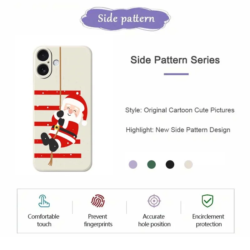 For iPhone 17 Case Santa Claus Pattern Printing Straight Edge TPU Phone Back Cover - Beige