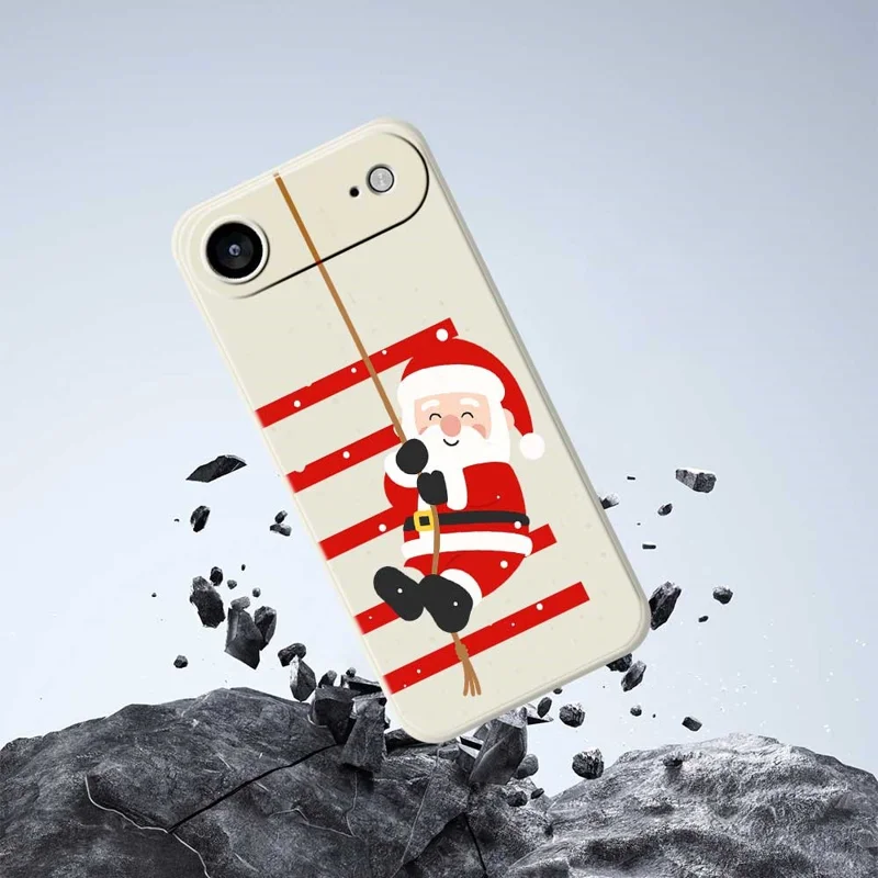 Cover per iPhone 17 Air con Stampa di Babbo Natale, Bordi Dritti, Custodia Posteriore in TPU - Verde