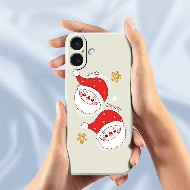 For iPhone 17 Case Cute Santa Claus Pattern Printing Straight Edge TPU Phone Back Cover - Purple