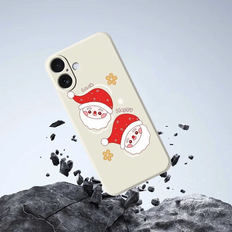 For iPhone 17 Case Cute Santa Claus Pattern Printing Straight Edge TPU Phone Back Cover - Purple