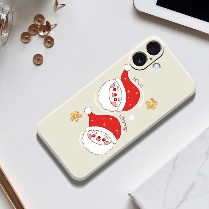 For iPhone 17 Case Cute Santa Claus Pattern Printing Straight Edge TPU Phone Back Cover - Purple