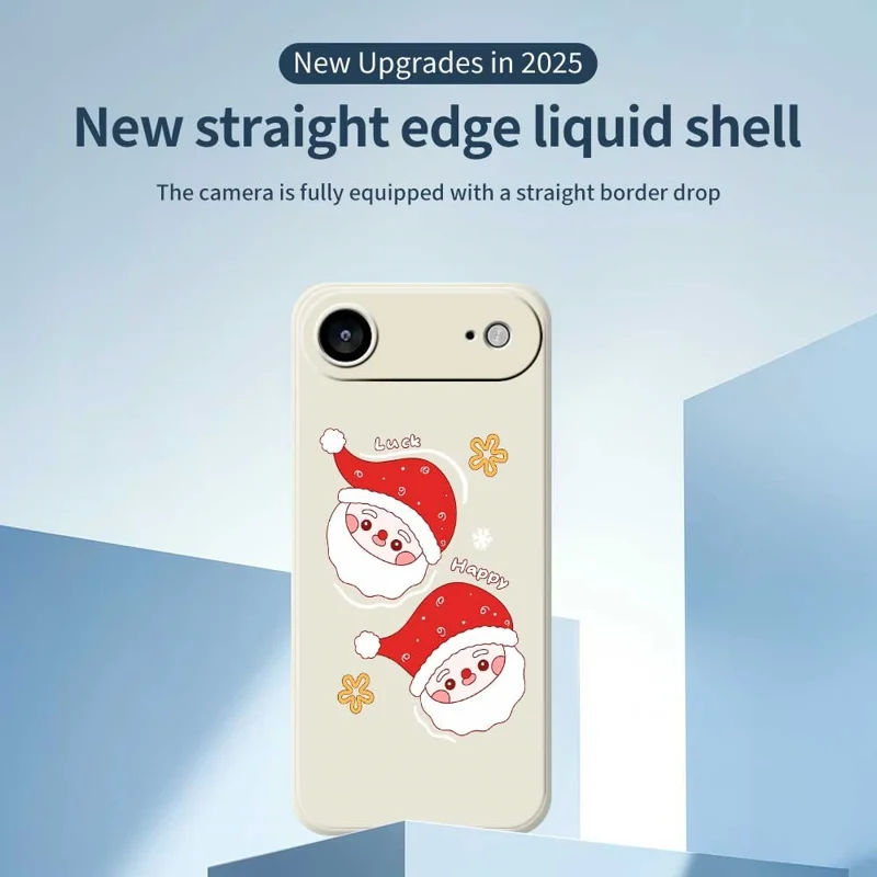 For iPhone Air Case Cute Santa Claus Pattern Printing Straight Edge TPU Phone Back Cover - Beige