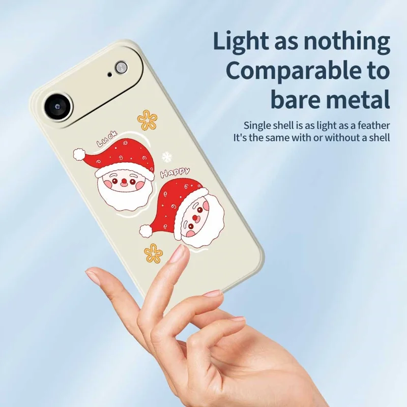 For iPhone Air Case Cute Santa Claus Pattern Printing Straight Edge TPU Phone Back Cover - Beige