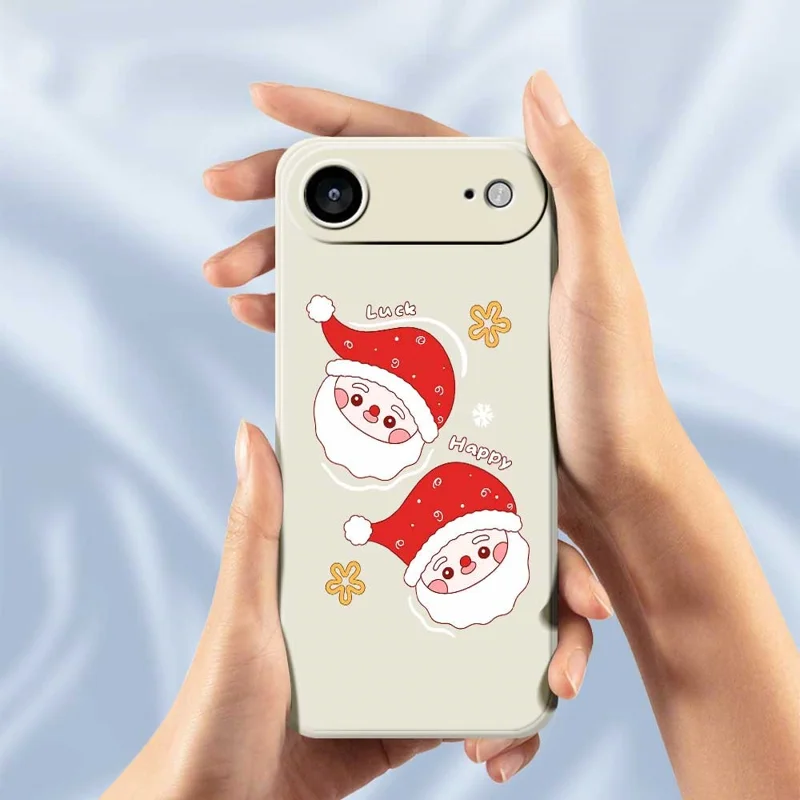 For iPhone Air Case Cute Santa Claus Pattern Printing Straight Edge TPU Phone Back Cover - Beige