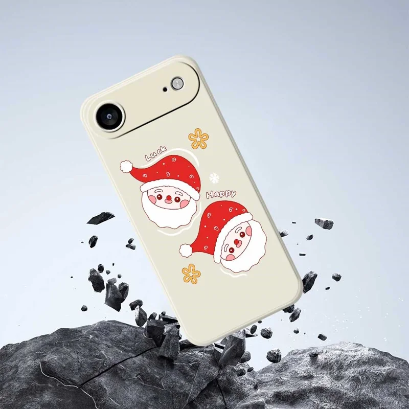 For iPhone Air Case Cute Santa Claus Pattern Printing Straight Edge TPU Phone Back Cover - Beige