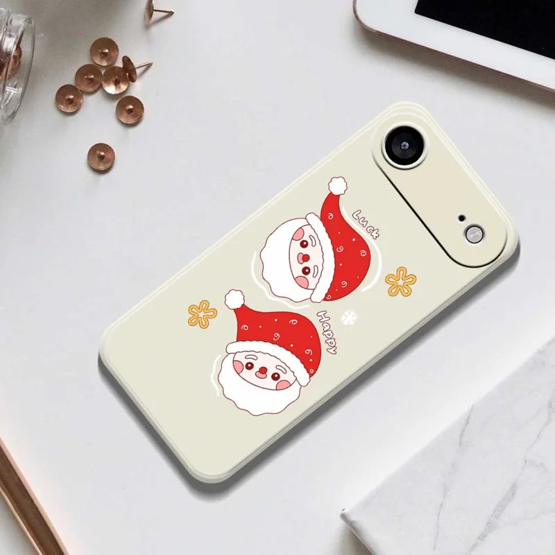 For iPhone Air Case Cute Santa Claus Pattern Printing Straight Edge TPU Phone Back Cover - Beige