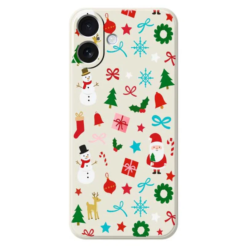 TPU-hoesje voor iPhone 17 met kerstversiering, rechte rand, TPU telefoonhoesje - Beige