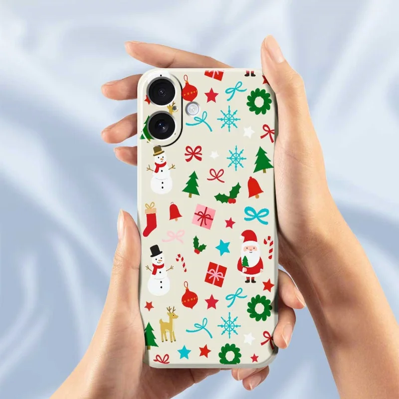 TPU-hoesje voor iPhone 17 met kerstversiering, rechte rand, TPU telefoonhoesje - Beige