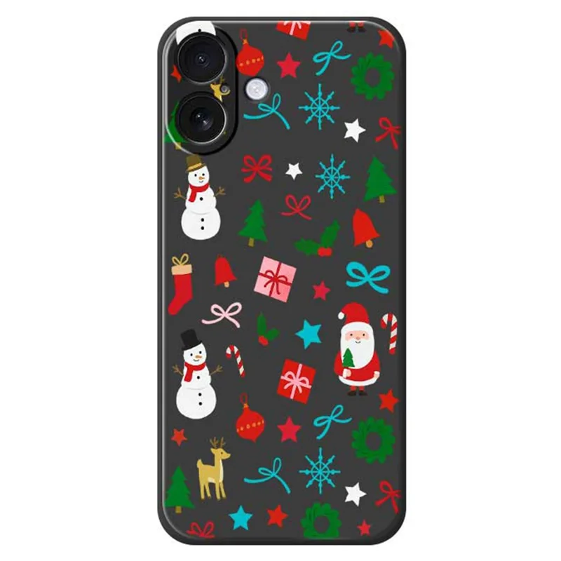 For iPhone 17 Case Christmas Decorations Pattern Printing Straight Edge TPU Phone Back Cover - Black