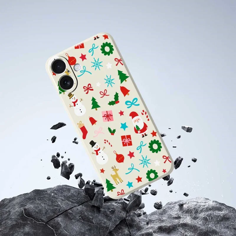 For iPhone 17 Case Christmas Decorations Pattern Printing Straight Edge TPU Phone Back Cover - Black