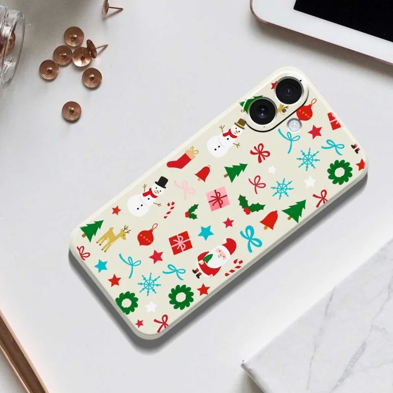 For iPhone 17 Case Christmas Decorations Pattern Printing Straight Edge TPU Phone Back Cover - Black
