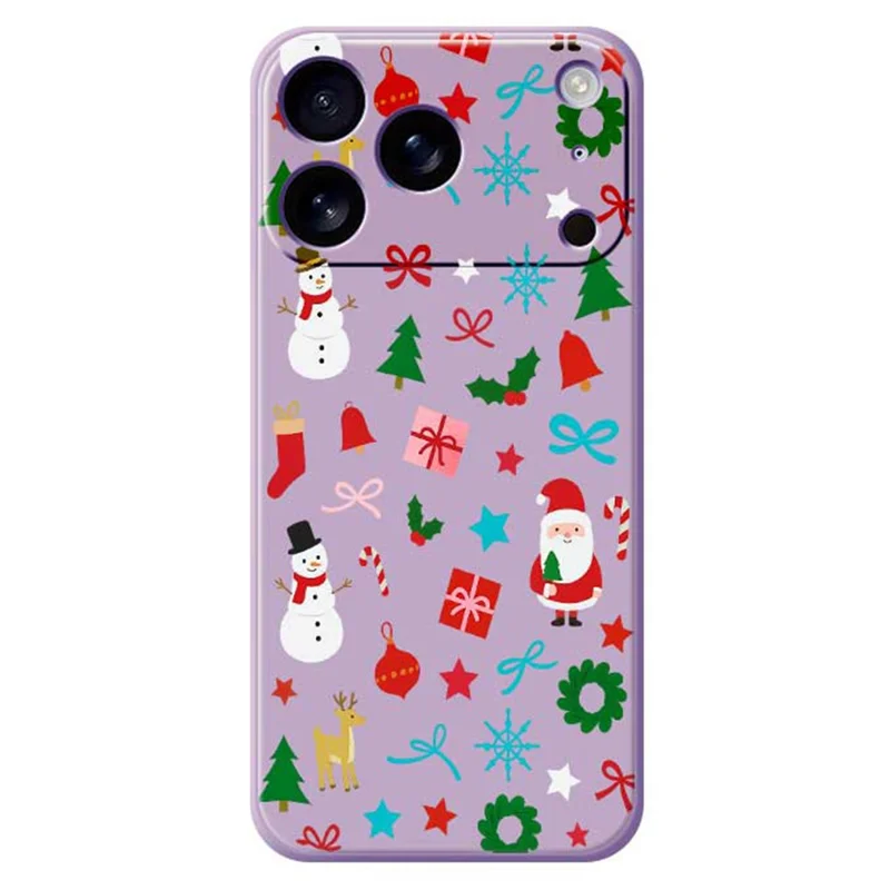 For iPhone 17 Pro Case Christmas Decorations Pattern Printing Straight Edge TPU Phone Back Cover - Purple