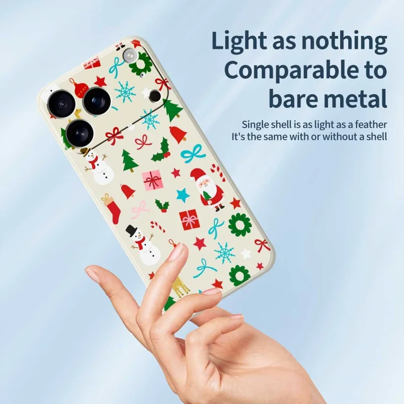 For iPhone 17 Pro Case Christmas Decorations Pattern Printing Straight Edge TPU Phone Back Cover - Purple