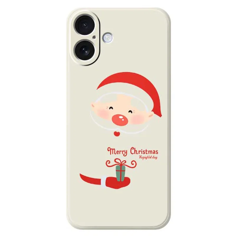 For iPhone 17 Case Santa Claus Gift Pattern Printing Straight Edge TPU Phone Back Cover - Beige