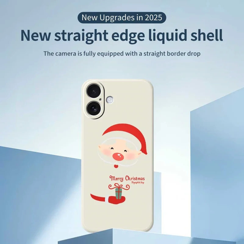 For iPhone 17 Case Santa Claus Gift Pattern Printing Straight Edge TPU Phone Back Cover - Beige
