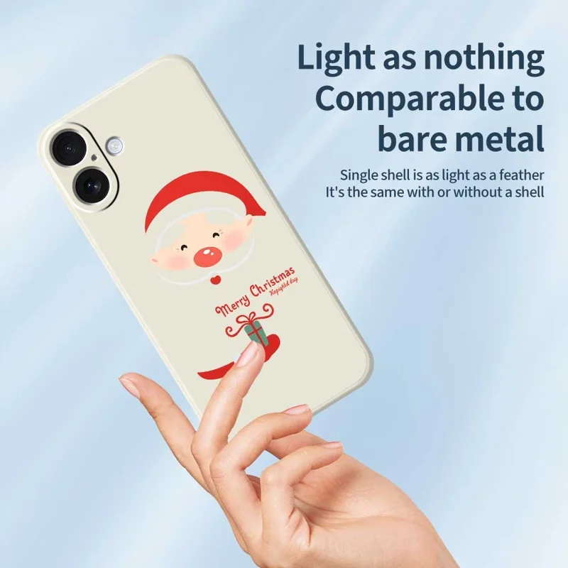 For iPhone 17 Case Santa Claus Gift Pattern Printing Straight Edge TPU Phone Back Cover - Beige