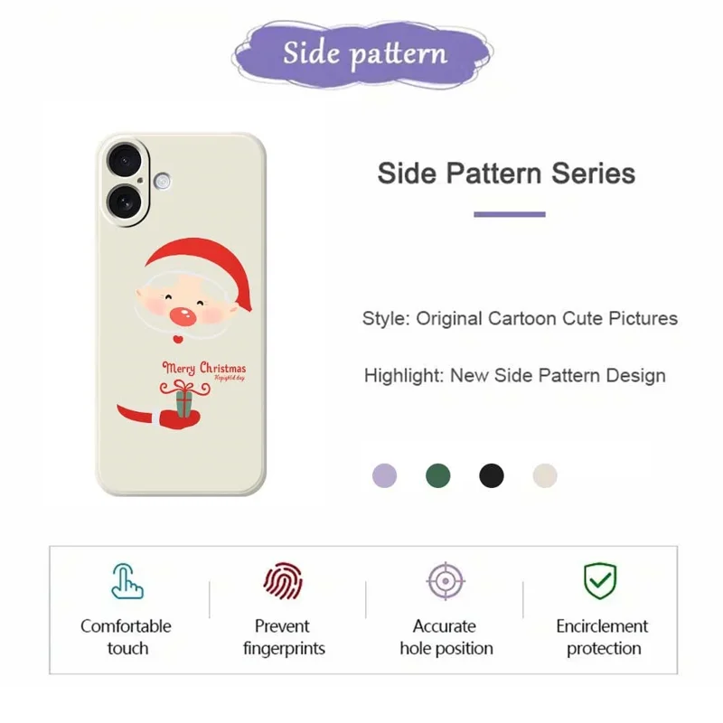 For iPhone 17 Case Santa Claus Gift Pattern Printing Straight Edge TPU Phone Back Cover - Beige