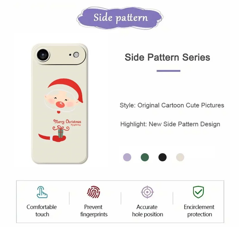 For iPhone Air Case Santa Claus Gift Pattern Printing Straight Edge TPU Phone Back Cover - Green