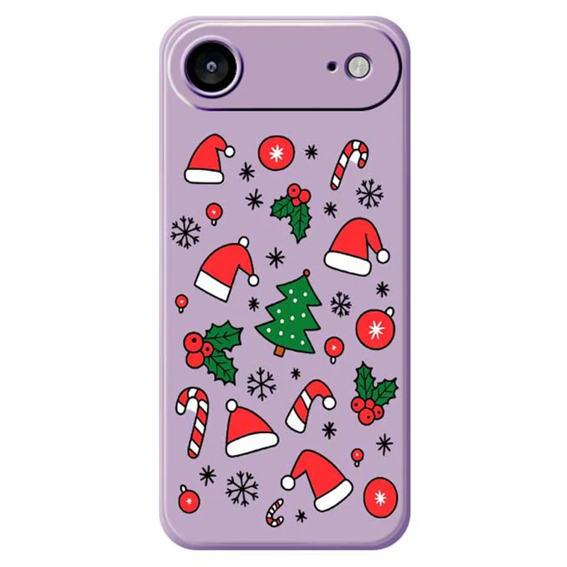 For iPhone 17 Air Case Santa Hats and Canes Pattern Printing Straight Edge TPU Phone Back Cover - Purple
