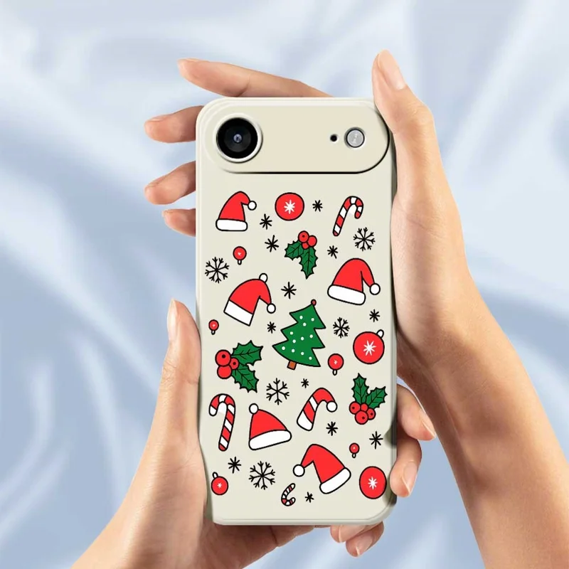 For iPhone 17 Air Case Santa Hats and Canes Pattern Printing Straight Edge TPU Phone Back Cover - Purple