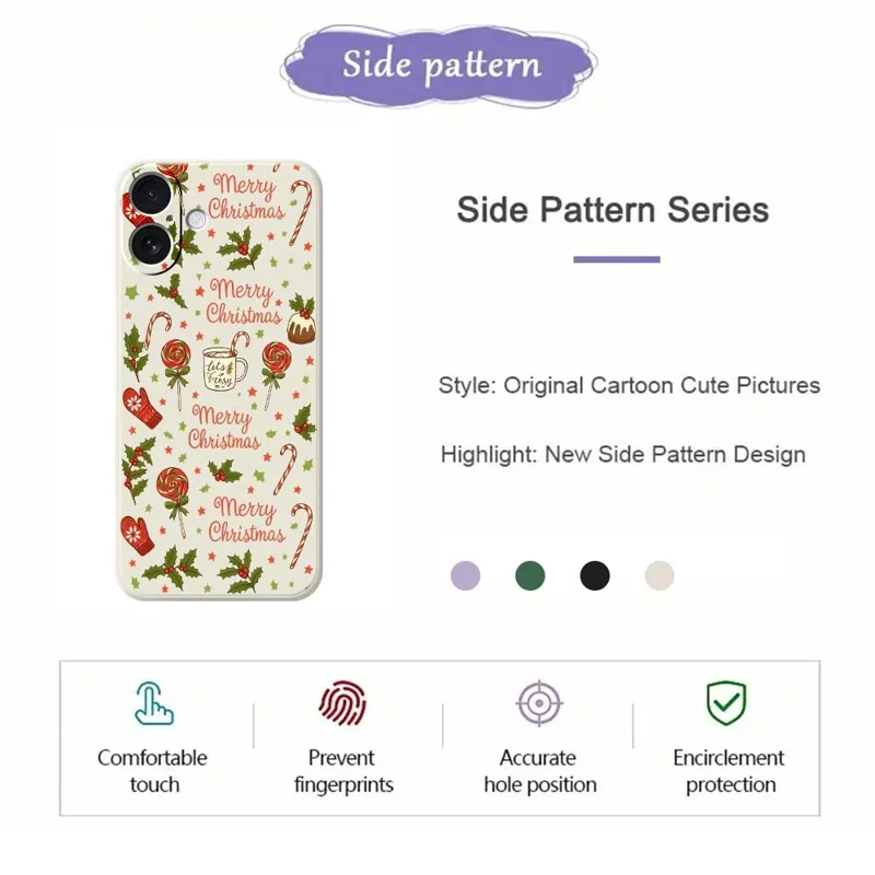 Capa para iPhone 17 com Padrão de Luvas de Natal, Impressão em Borda Reta, Capa Traseira de TPU - Bege
