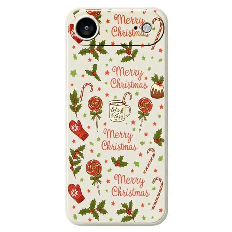 For iPhone Air Case Christmas Candy Gloves Pattern Printing Straight Edge TPU Phone Back Cover - Beige