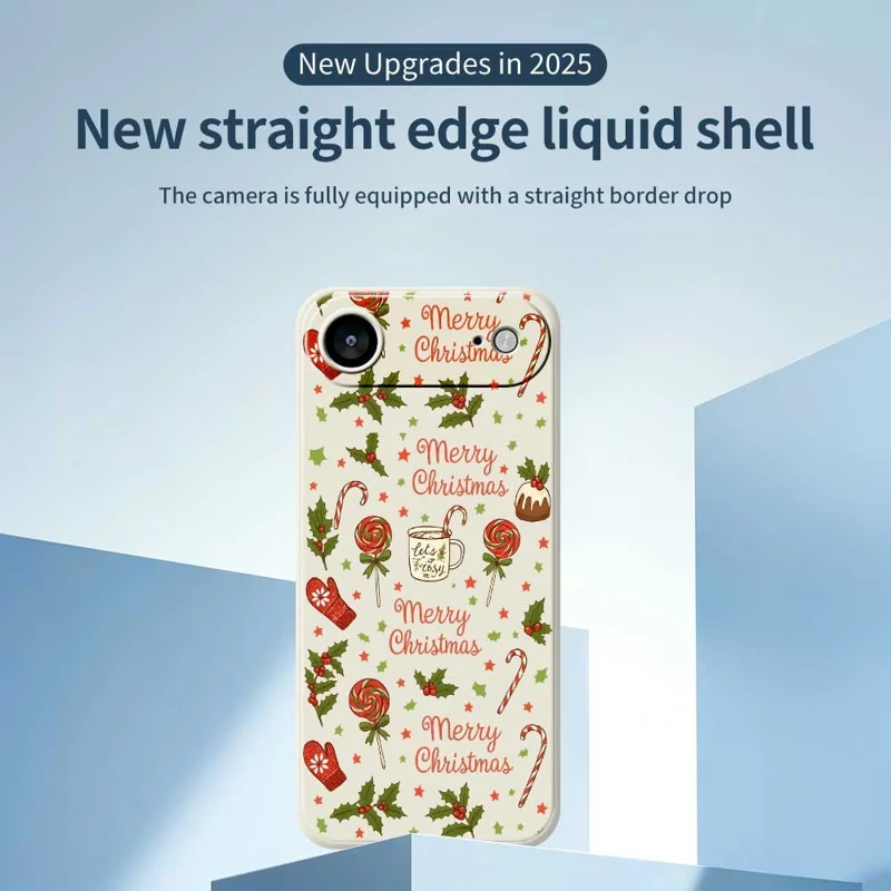 For iPhone Air Case Christmas Candy Gloves Pattern Printing Straight Edge TPU Phone Back Cover - Beige