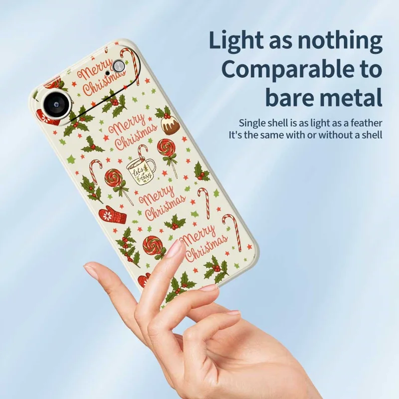 For iPhone Air Case Christmas Candy Gloves Pattern Printing Straight Edge TPU Phone Back Cover - Beige