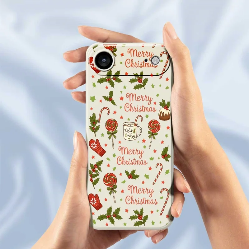For iPhone Air Case Christmas Candy Gloves Pattern Printing Straight Edge TPU Phone Back Cover - Beige