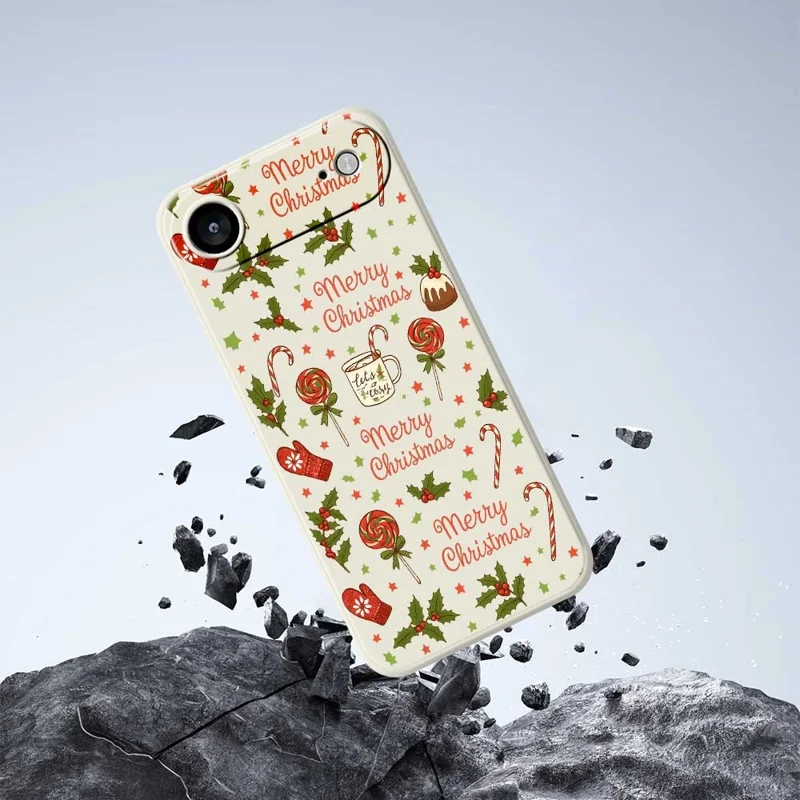 For iPhone Air Case Christmas Candy Gloves Pattern Printing Straight Edge TPU Phone Back Cover - Beige