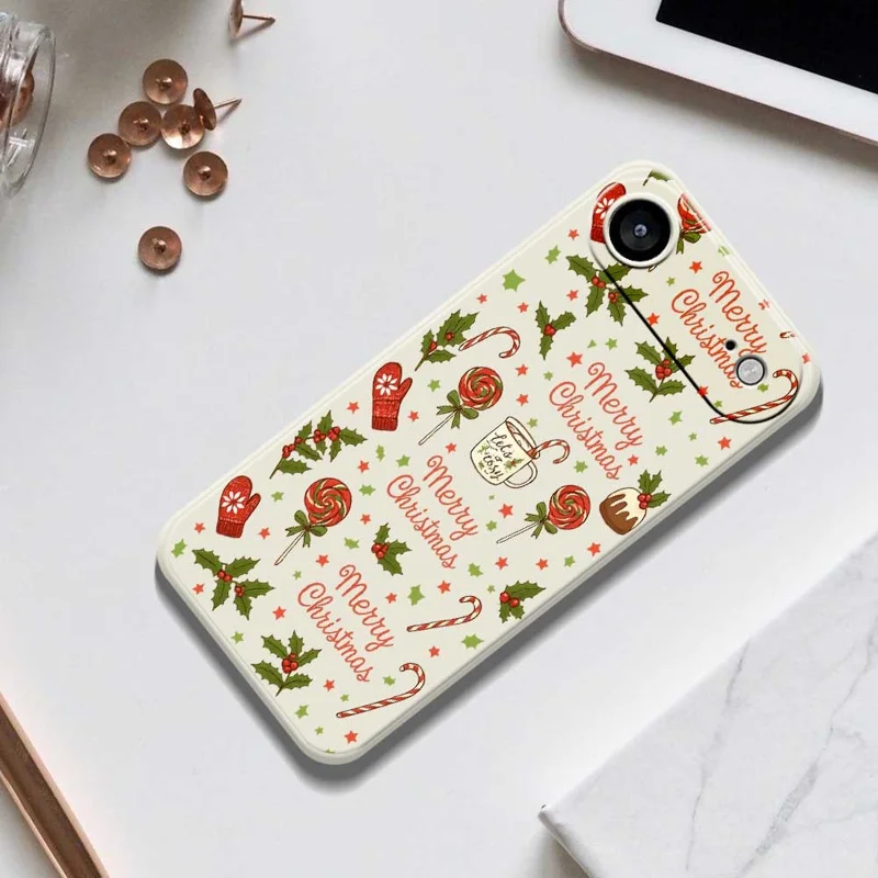 For iPhone Air Case Christmas Candy Gloves Pattern Printing Straight Edge TPU Phone Back Cover - Beige