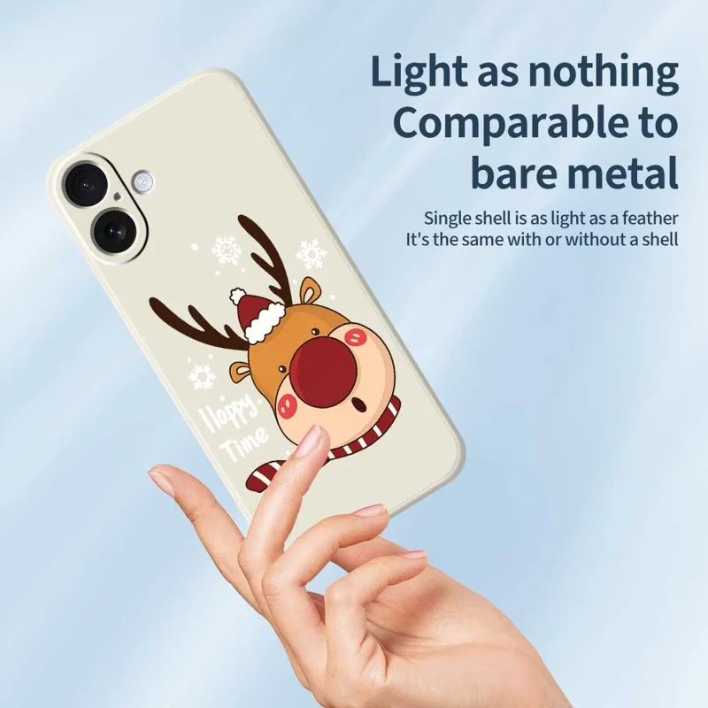 For iPhone 17 Case Snowflake Deer Head Pattern Printing Straight Edge TPU Phone Back Cover - Green