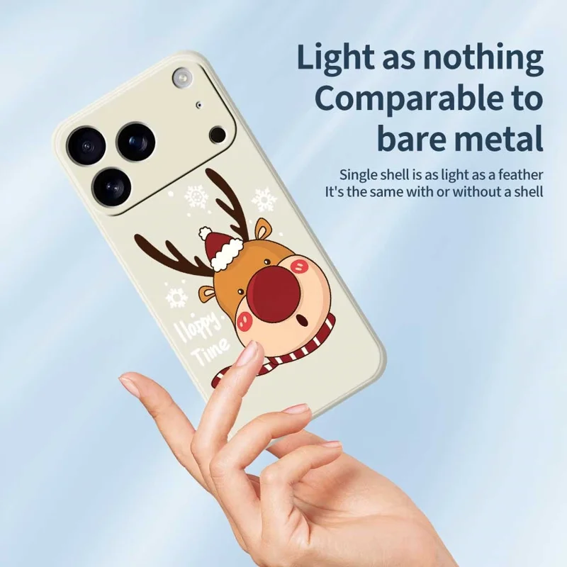 Für iPhone 17 Pro Max Hülle Schneeflocke Hirschkopf Muster Druck Gerade Kante TPU Handy Rückseite Abdeckung - Grün