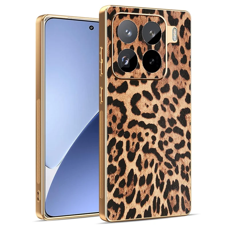 Étui pour Xiaomi 15 Pro Imprimé Léopard en Cuir PU Recouvert de PC + TPU Coque de Téléphone Électrolytique