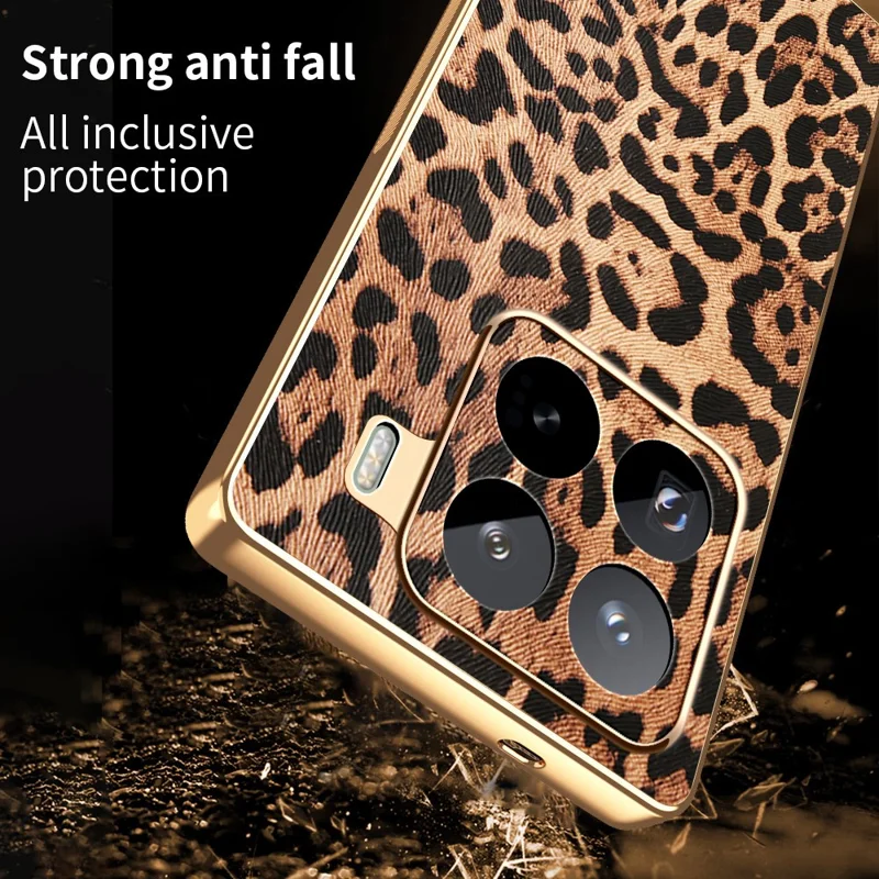 Étui pour Xiaomi 15 Pro Imprimé Léopard en Cuir PU Recouvert de PC + TPU Coque de Téléphone Électrolytique