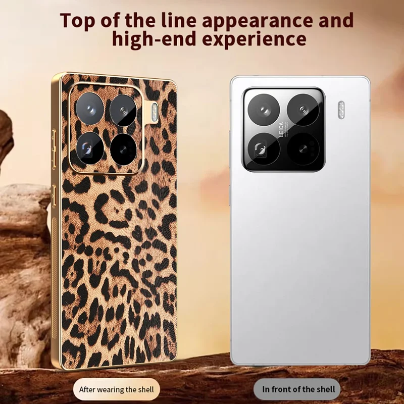 Étui pour Xiaomi 15 Pro Imprimé Léopard en Cuir PU Recouvert de PC + TPU Coque de Téléphone Électrolytique