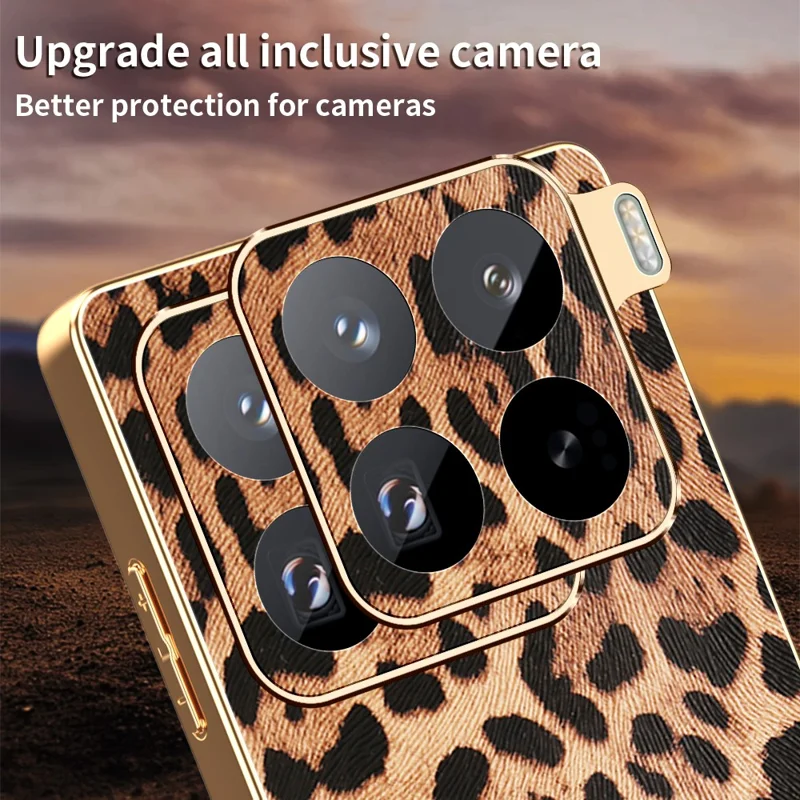 Étui pour Xiaomi 15 Pro Imprimé Léopard en Cuir PU Recouvert de PC + TPU Coque de Téléphone Électrolytique