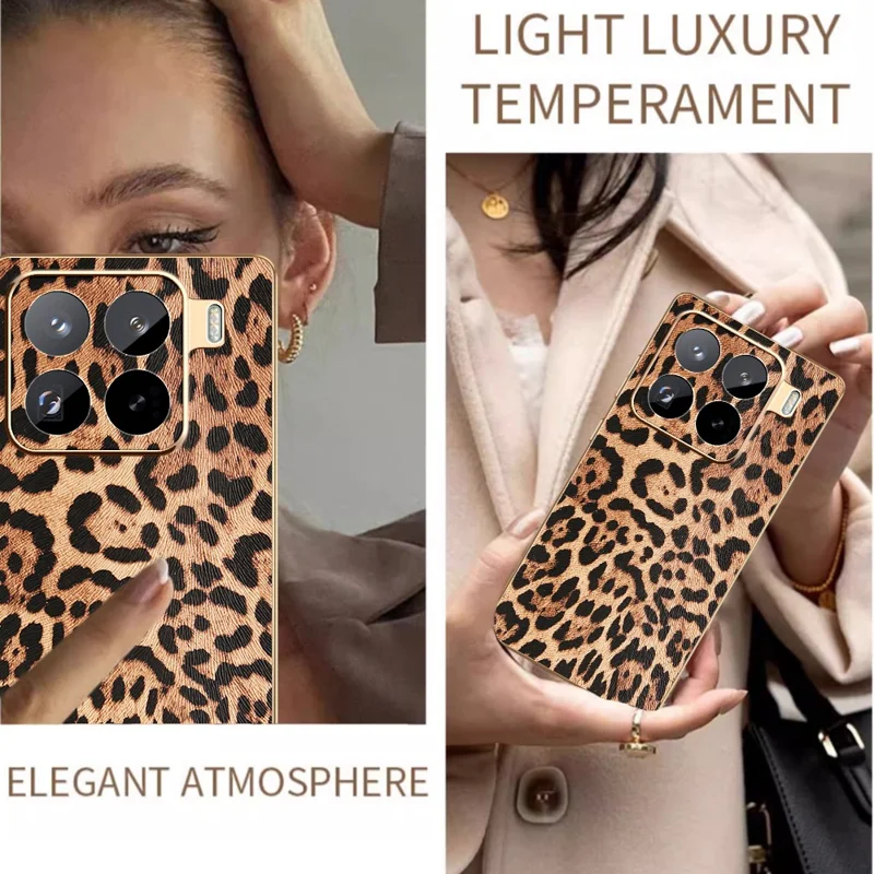 Étui pour Xiaomi 15 Pro Imprimé Léopard en Cuir PU Recouvert de PC + TPU Coque de Téléphone Électrolytique