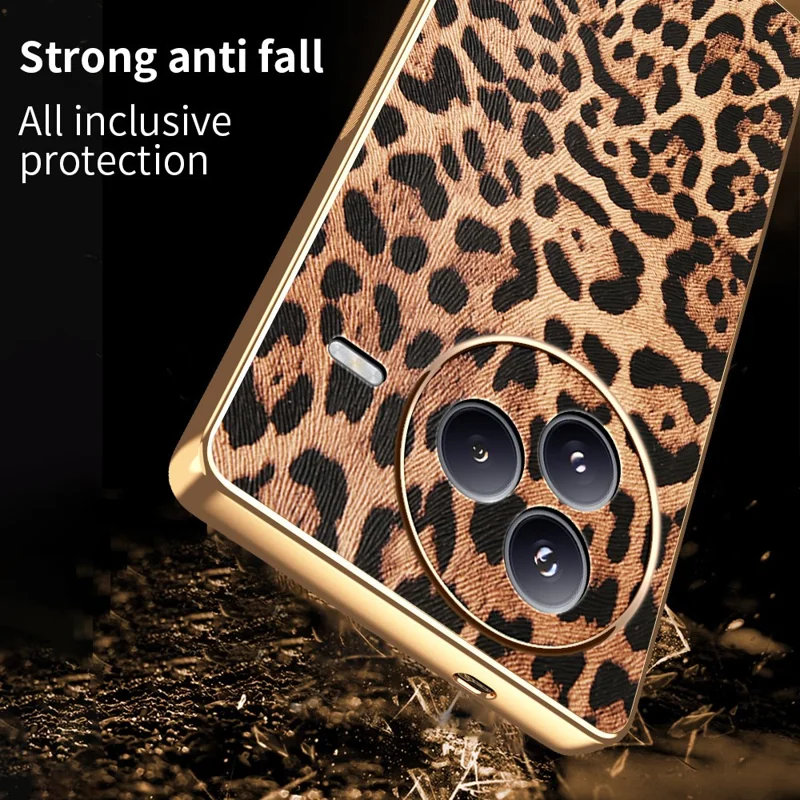 Cover per Xiaomi Civi 5 Pro 5G con Stampa Leopardata in Pelle PU Rivestita con PC + TPU Elettroplaccato