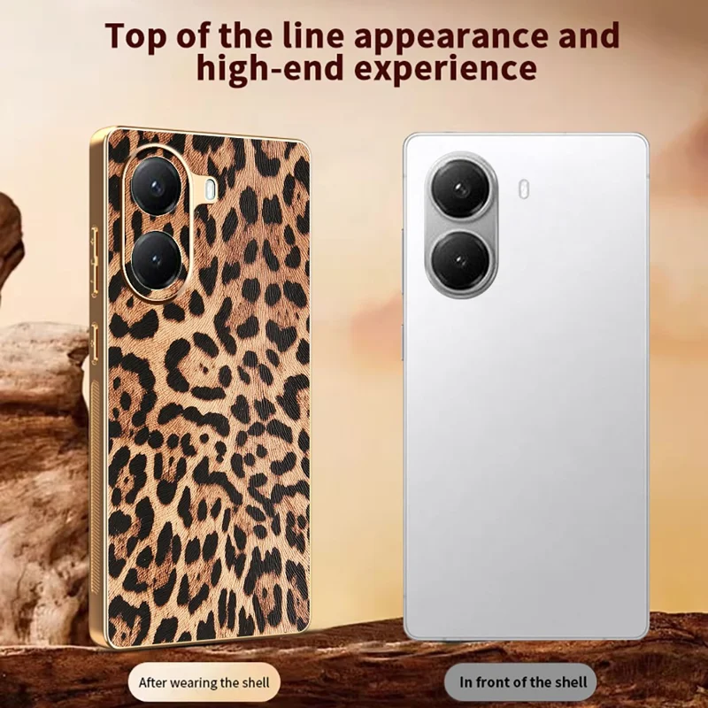 Cover per Xiaomi Poco X7 Pro 5G con Stampa Leopardata, Cover Telefonica in Pelle PU Rivestita con PC + TPU Elettroplacato