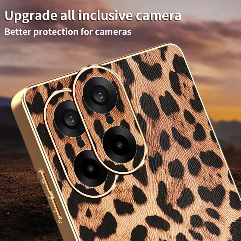 Étui OnePlus Ace 5 Racing 5G / Nord CE5 5G Motif Léopard en Cuir PU Revêtu PC + TPU Électroplacage Coque de Téléphone
