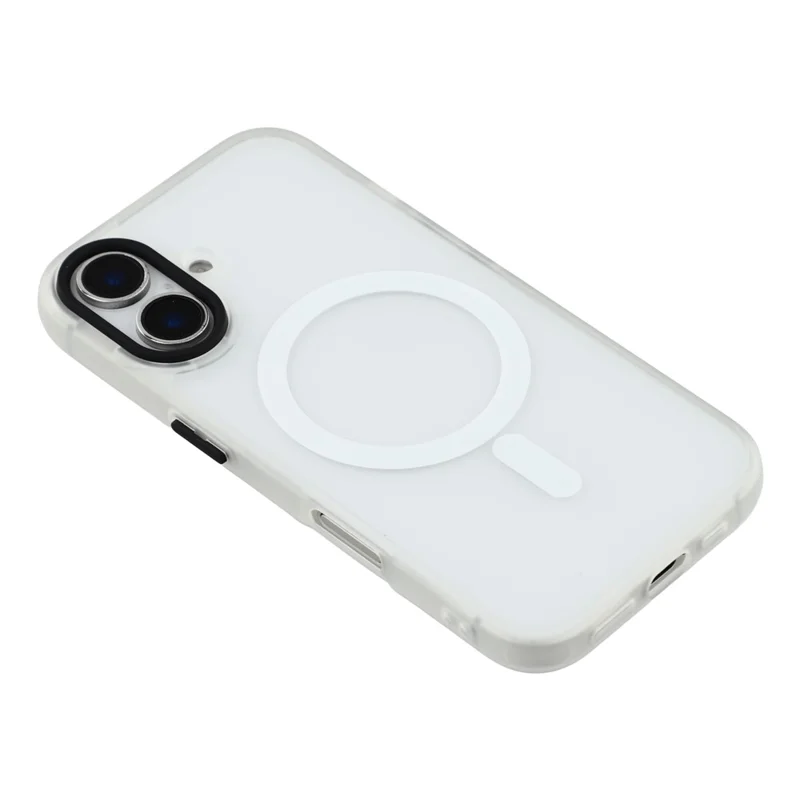 For iPhone 16 Case Compatible with MagSafe Skin-Touch PC + TPU Phone Cover - Transparent White