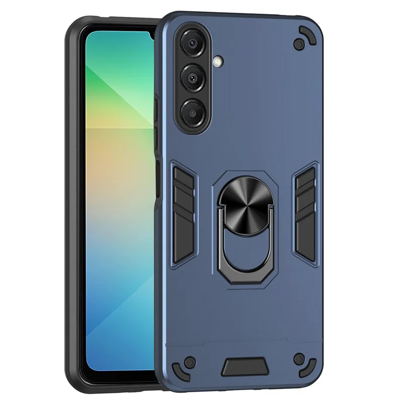 For Samsung Galaxy A17 5G Case PC + TPU Drop Defend Phone Cover with Ring Kickstand - Blue