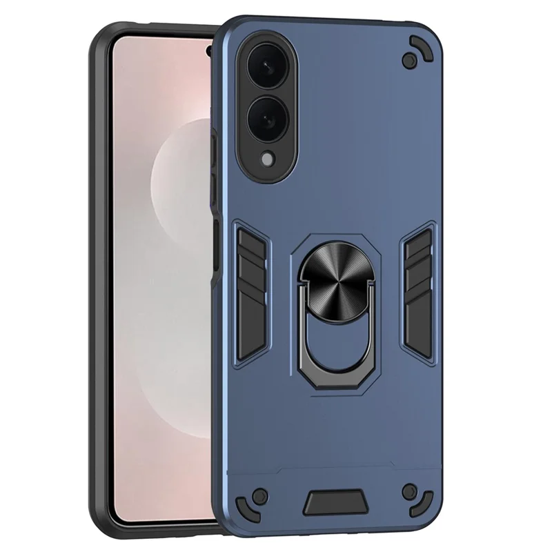 Cover per Samsung Galaxy S25 Edge in PC + TPU con Anello Supporto Antiurto - Blu