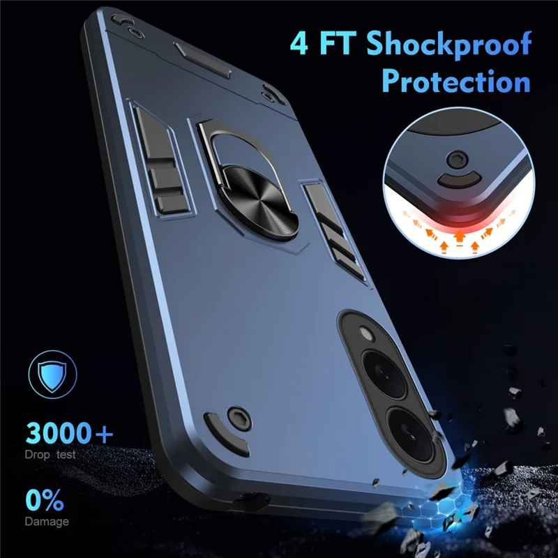 Cover per Samsung Galaxy S25 Edge in PC + TPU con Anello Supporto Antiurto - Blu