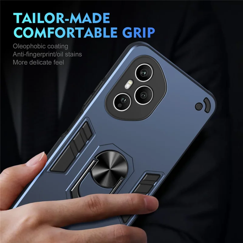 Cover per Honor 400 Pro 5G (Globale) in PC + TPU Antiurto con Anello Supporto - Blu