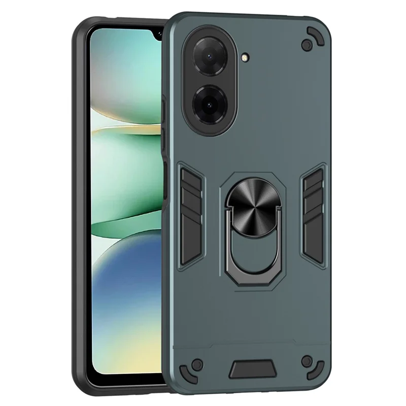 Cover per Xiaomi Redmi A5 4G (171.7mm) / Poco C71 4G - Custodia Protettiva PC + TPU Antiurto con Anello Supporto - Verde