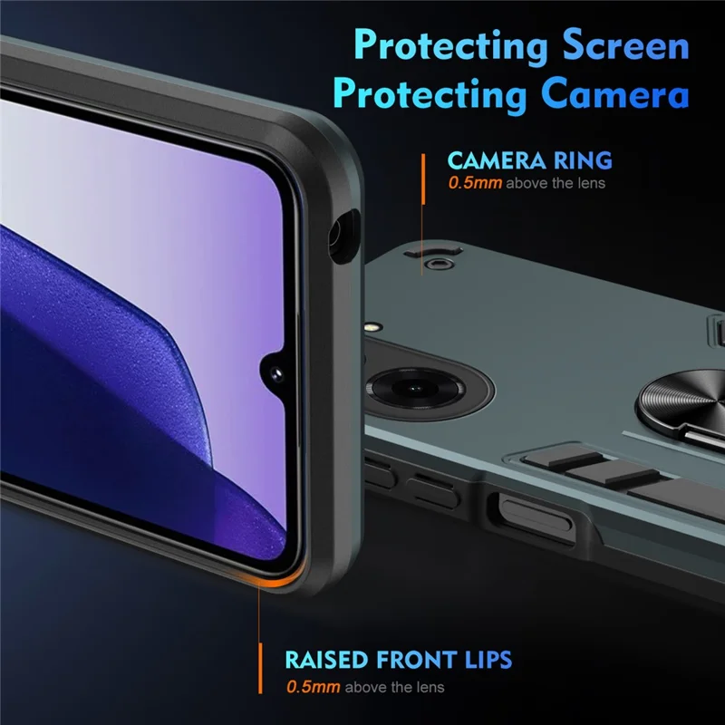Cover per Xiaomi Redmi A5 4G (171.7mm) / Poco C71 4G - Custodia Protettiva PC + TPU Antiurto con Anello Supporto - Verde